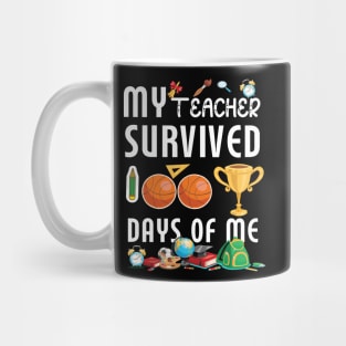 My Teacher Survived 100 Days Of Me Funny School Mug